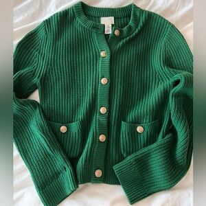 H&M Emerald Green Knit Button-Front Cardigan